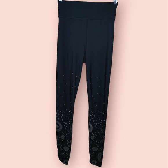 Carbon38 Size Small High Rise Black Silver Galaxy Cosmic Ombré Print Leggings - Picture 1 of 7